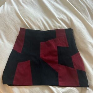 Zara Black and Red Patchwork Mini Skirt